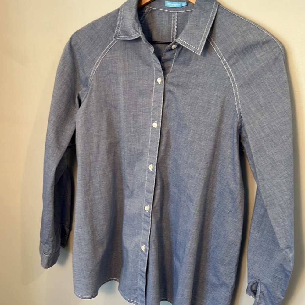 J McLaughlin 100% Cotton Button Down Shirt sz XS
